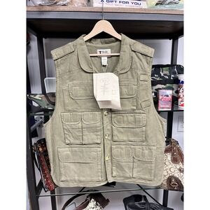 Vintage NWT Trail Designs Khaki Multi Pocket Hunting Safari Photographers Vest L